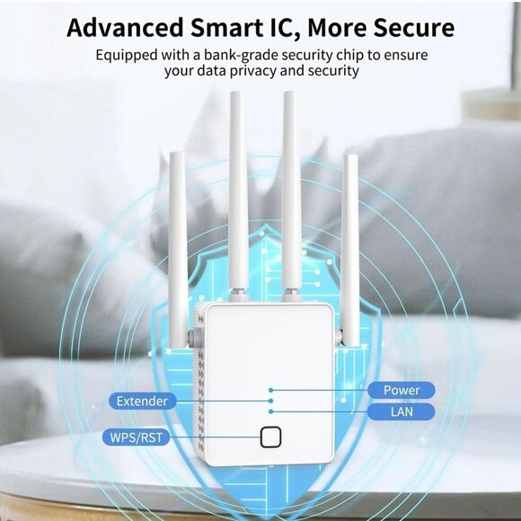 NWOT WiFi Extender Booster 1200Mbps Dual Band 5GHz/2.4GHz Signal 10000sq. ft - Picture 10 of 10